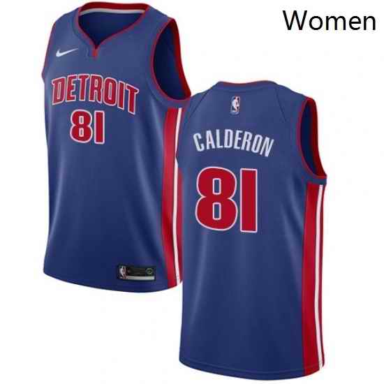 Womens Nike Detroit Pistons 81 Jose Calderon Swingman Royal Blue NBA Jersey Icon Edition